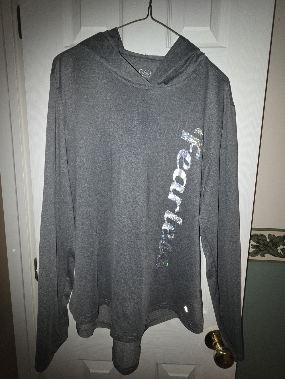 Calia Women’s Gray Heather Hoodie with Iridescent 'Fearless' Script